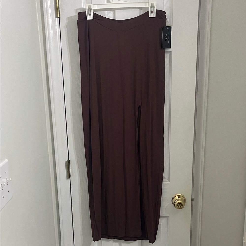 Klassy Network Chocolate Brown skirt with slit in left leg